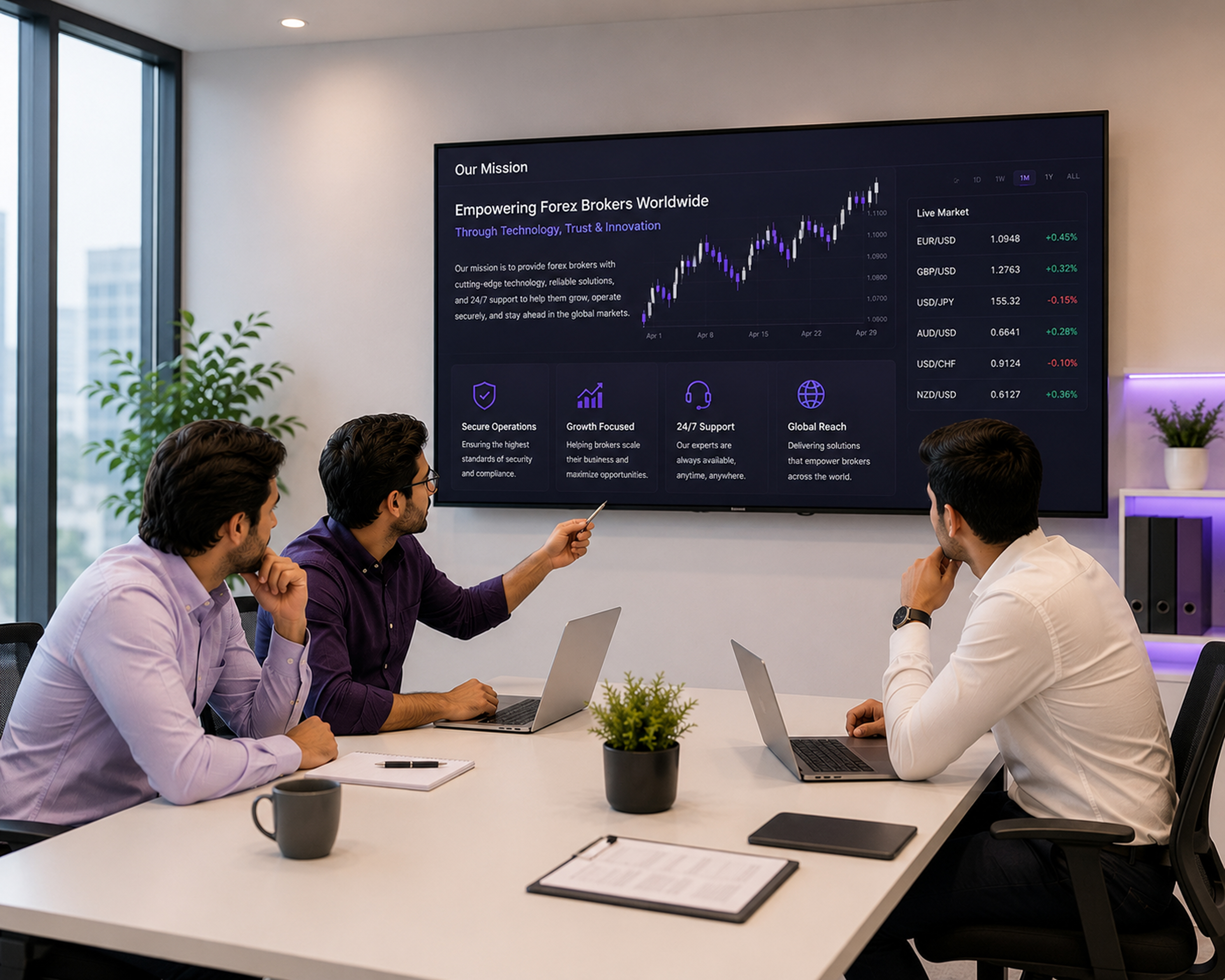 Executives reviewing operational strategy